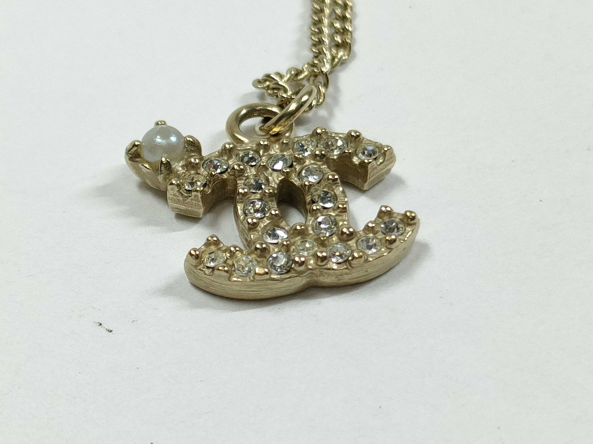 CHANEL Coco Mark Anklet with Rhinestones and Faux Pearls, Gold Bracelet/Bangle