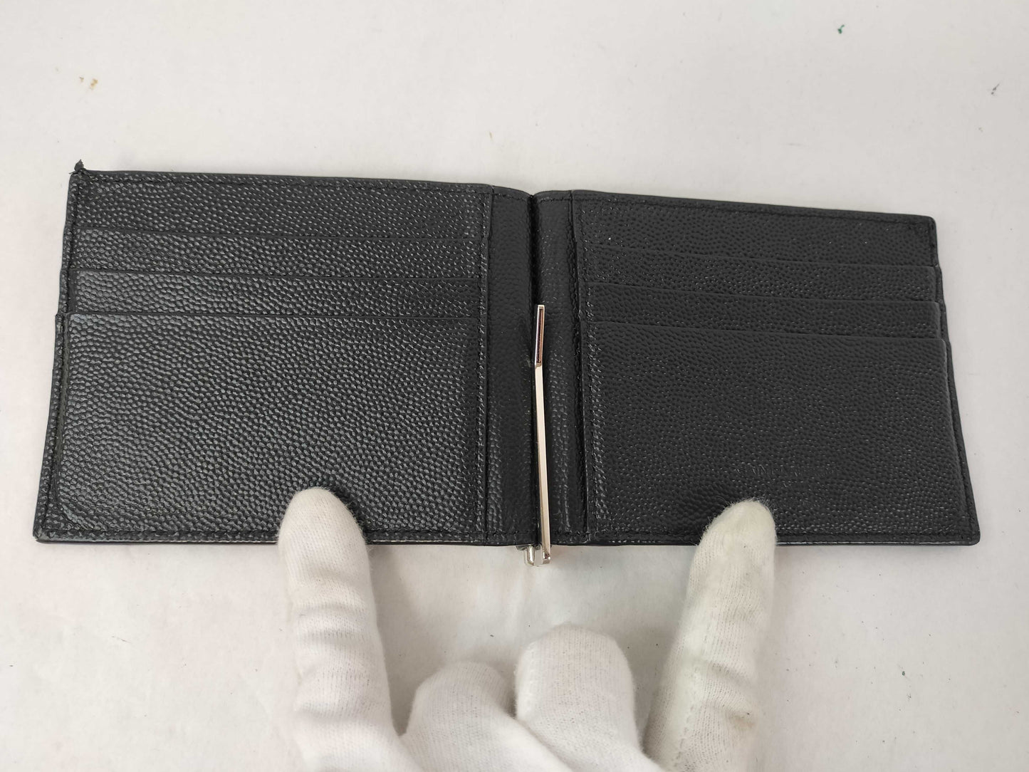 SAINT LAURENT Bill Clip Wallet, Bifold, Leather, Black, 378005