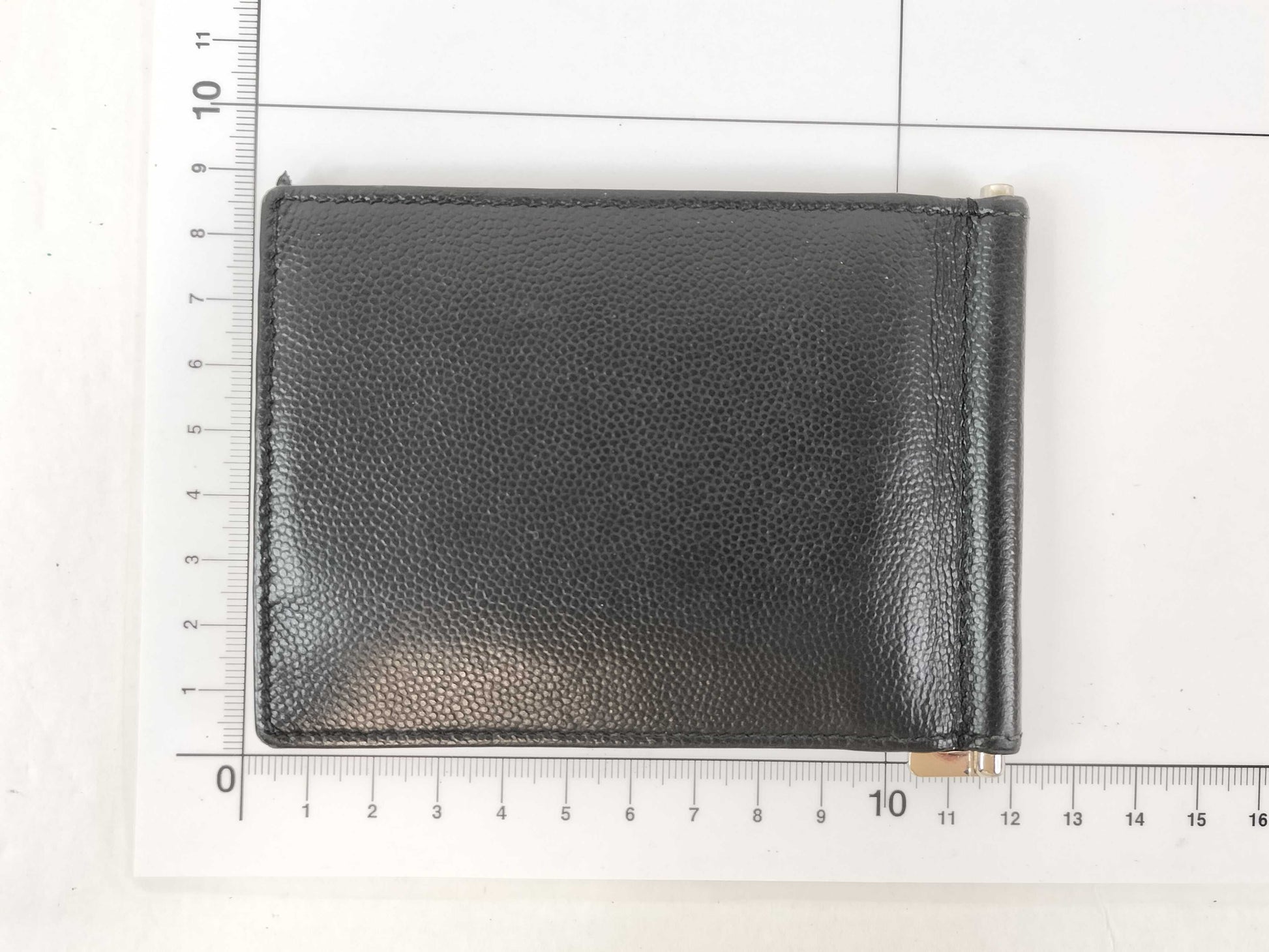 SAINT LAURENT Bill Clip Wallet, Bifold, Leather, Black, 378005
