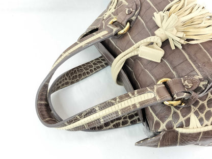 ARMANI GIORGIO ARMANI Giorgio Armani Mini Boston Bag Embossed Fringe Handbag