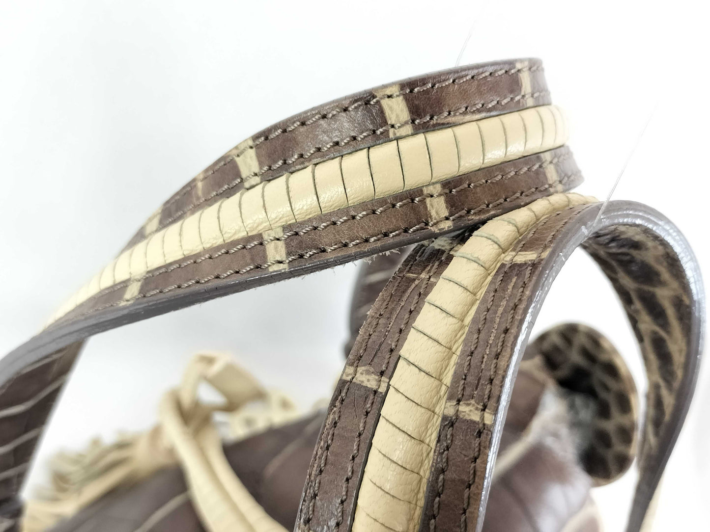 ARMANI GIORGIO ARMANI Giorgio Armani Mini Boston Bag Embossed Fringe Handbag