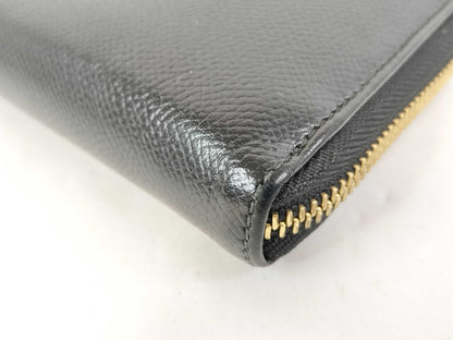 Salvatore Ferragamo Salvatore Ferragamo Round Zip Wallet Black Leather Gancini Wallet