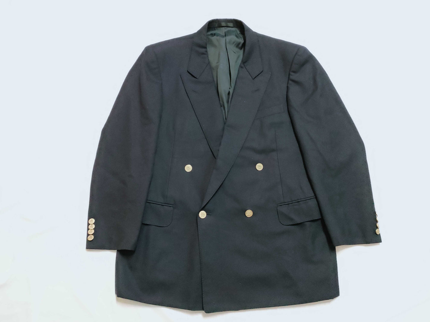 Burberrys Men's Blazer, Navy Blue, Silver Buttons, Size 170