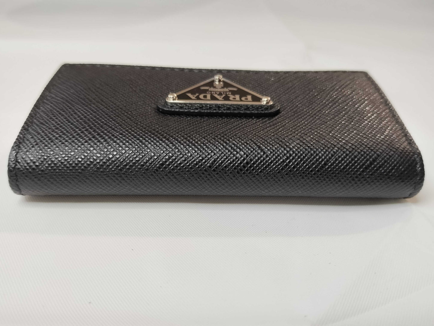 PRADA 1PG004 Triangle Logo Saffiano 4-Ring Key Case with IC Chip