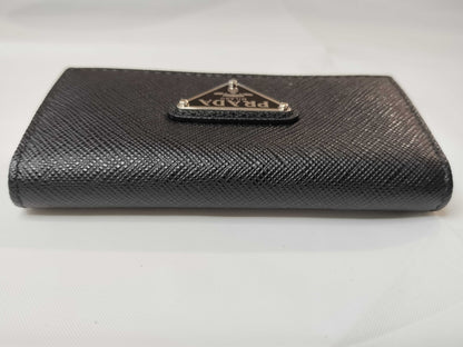 PRADA 1PG004 Triangle Logo Saffiano 4-Ring Key Case with IC Chip