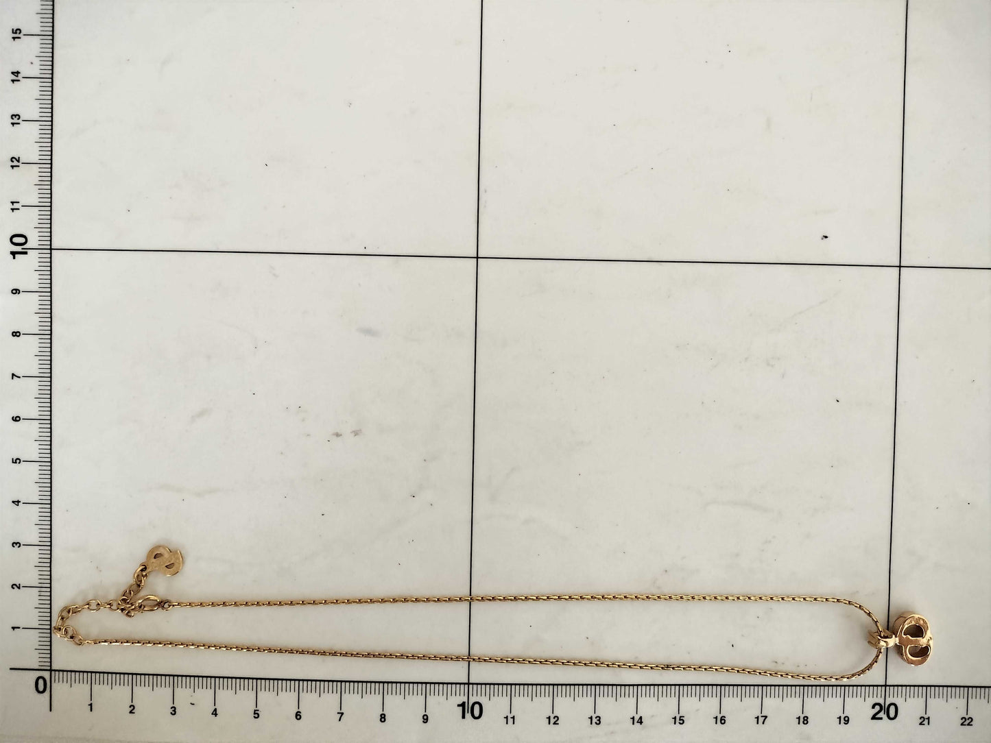 Dior CD logo rhinestone gold necklace