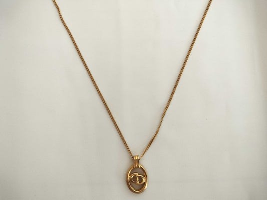 Dior CD logo circle logo gold necklace
