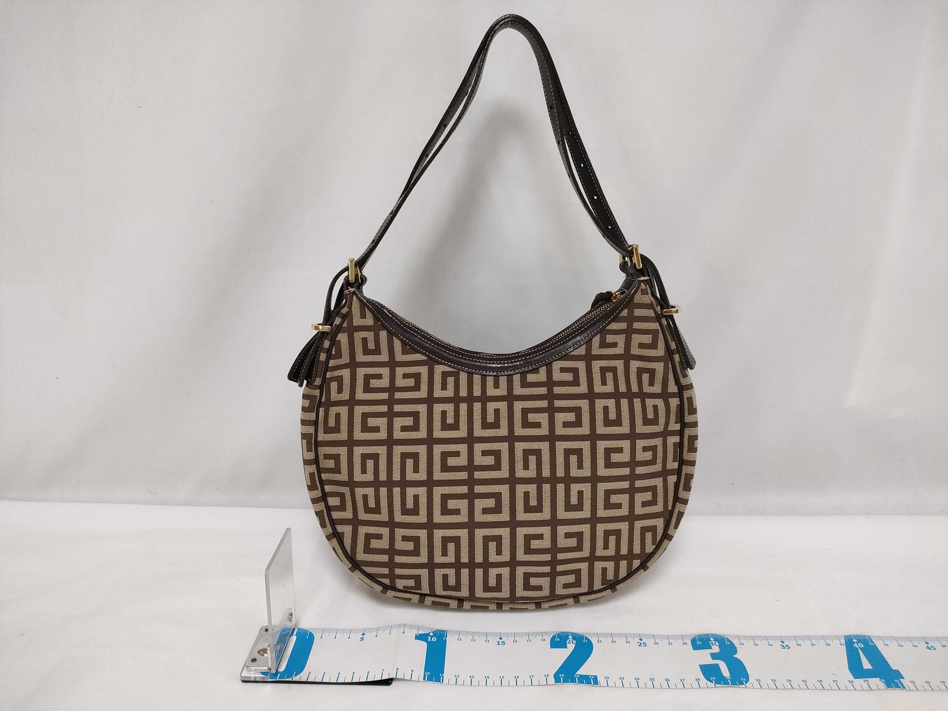 GIVENCHY Canvas Logo Print Double Strap Fringe Shoulder Bag