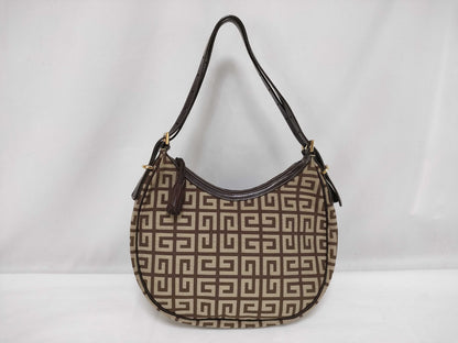 GIVENCHY Canvas Logo Print Double Strap Fringe Shoulder Bag