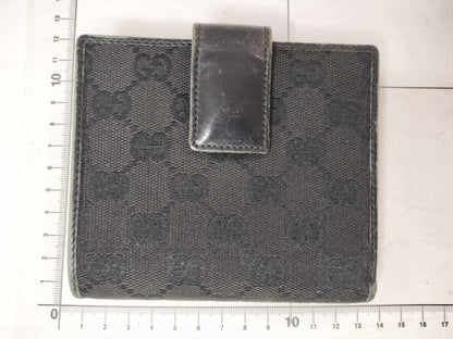 GUCCI GG Canvas Gucci Double Hook Leather Black Wallet 05504 1502 Wallet