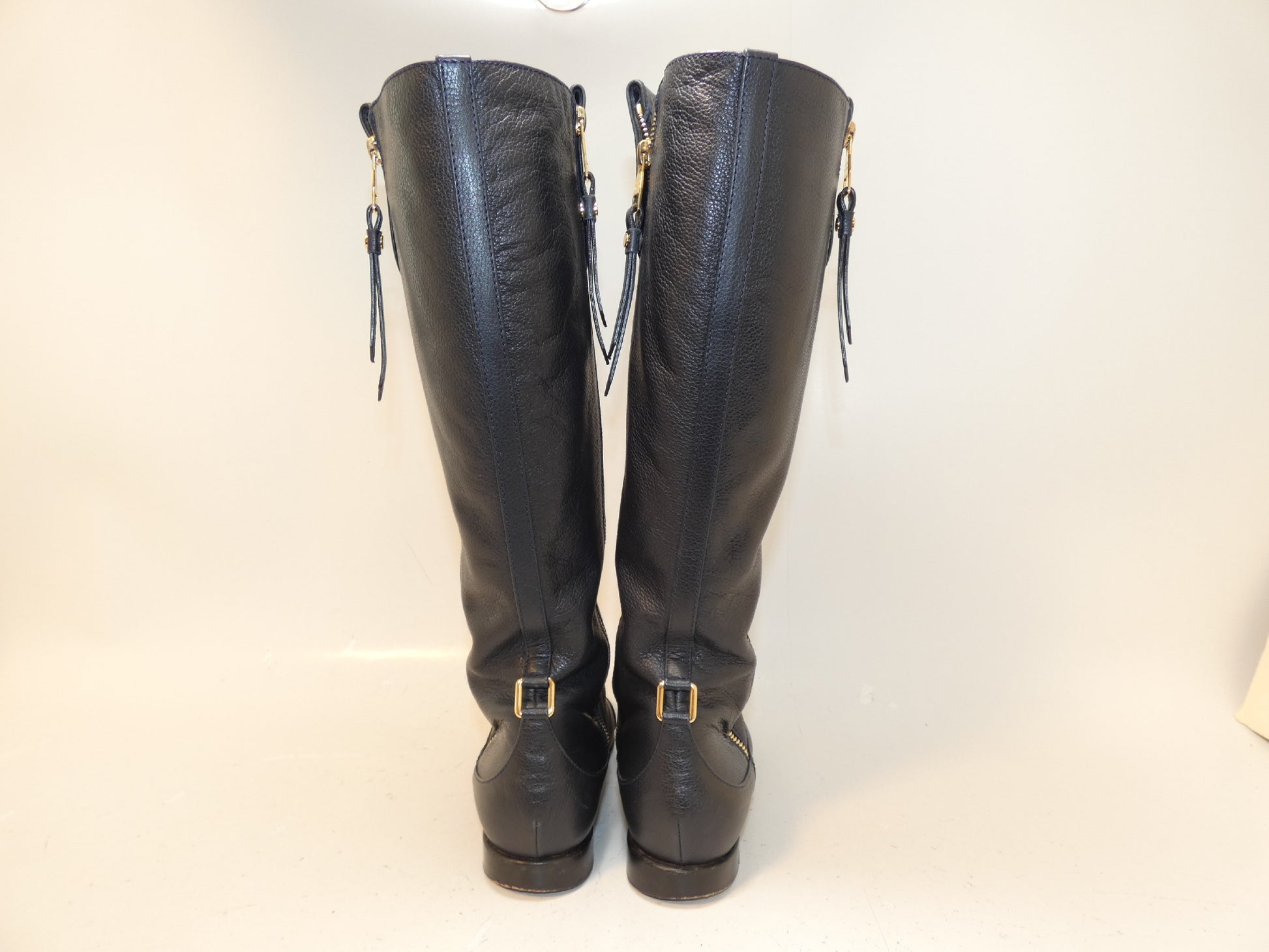 LOUIS VUITTON Empreinte Monogram Leather Long Boots with Side Zipper, Size M Other Shoes
