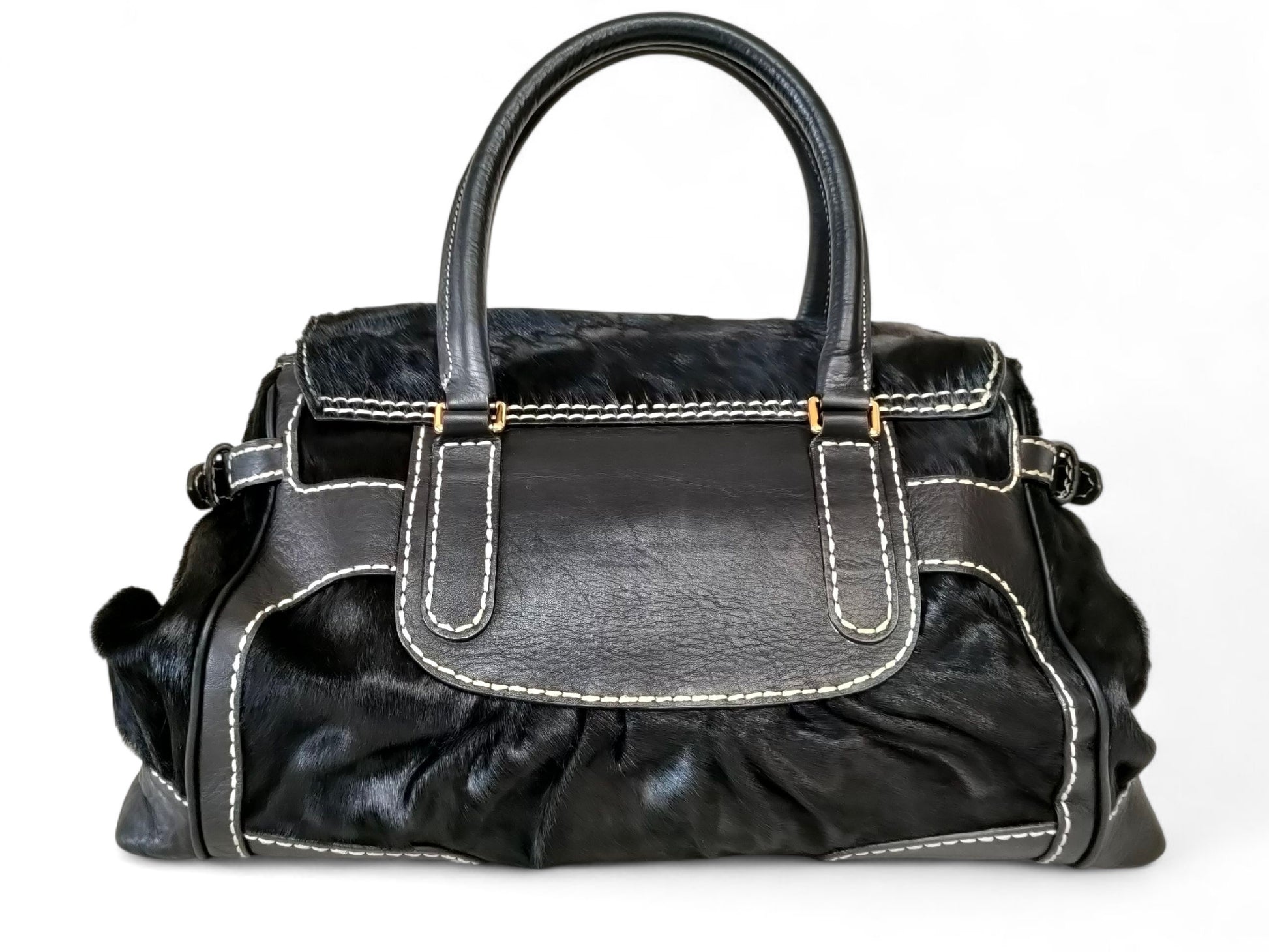 GUCCI GUCCI Queen Motif Hardware Leather Harako Black Handbag Serial Number 189886 002122 Handbag