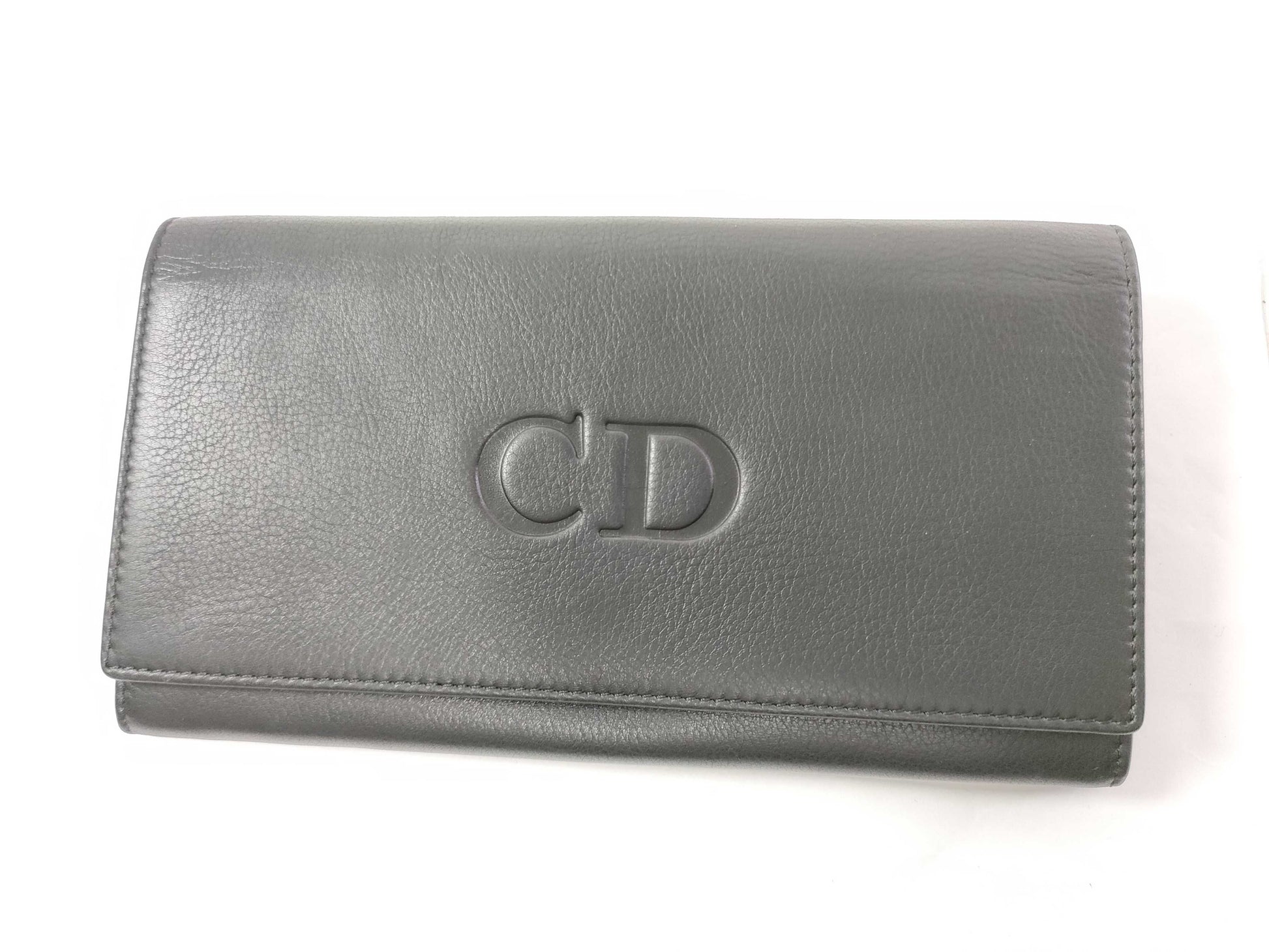 Dior Christian Dior Leather Bifold Long Wallet Black