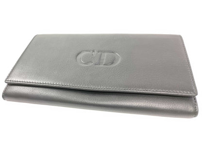 Dior Christian Dior Leather Bifold Long Wallet Black