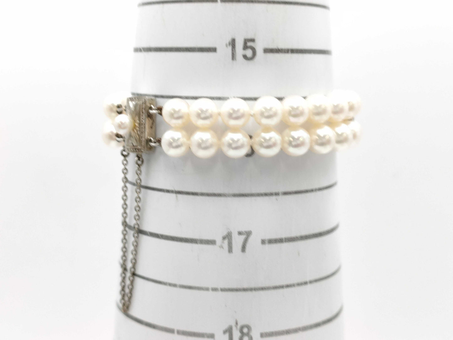 MIKIMOTO Double-Strand Pearl Bracelet/Bangle, Approx. 6.0-6.3mm Diameter, Sterling Silver, 20.7g 