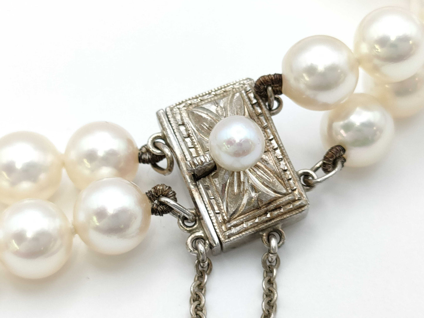 MIKIMOTO Double-Strand Pearl Bracelet/Bangle, Approx. 6.0-6.3mm Diameter, Sterling Silver, 20.7g 