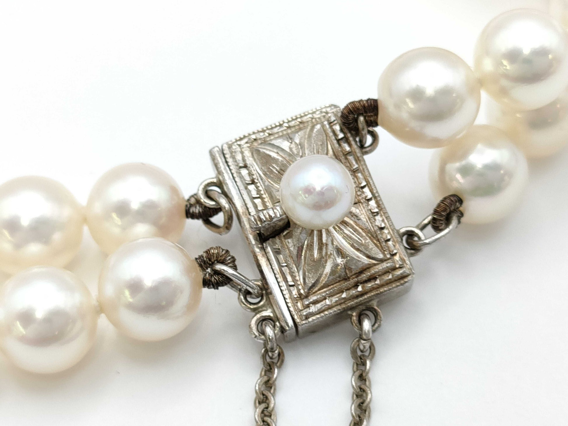 MIKIMOTO Double-Strand Pearl Bracelet/Bangle, Approx. 6.0-6.3mm Diameter, Sterling Silver, 20.7g 