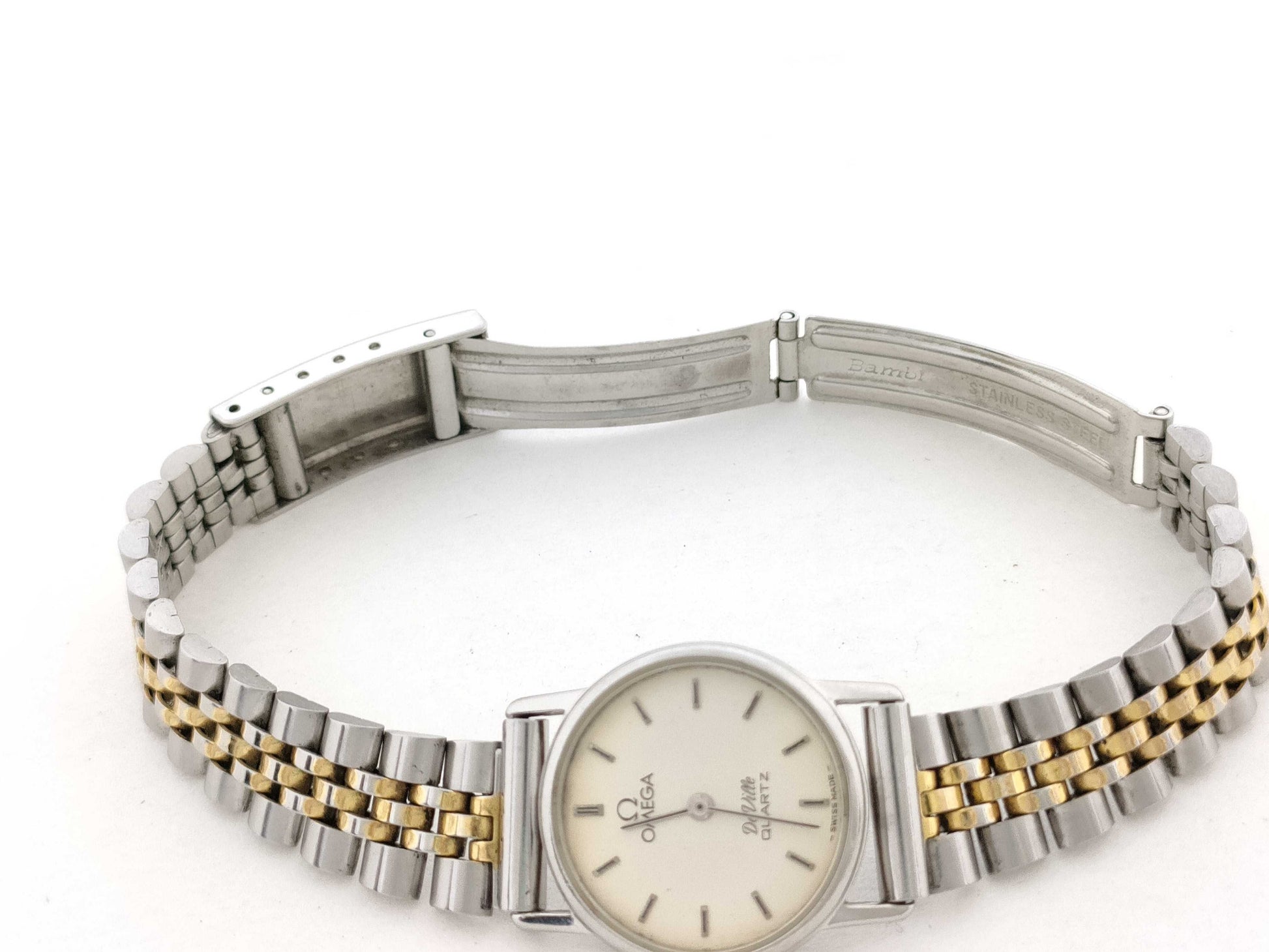 OMEGA De Ville Serial 1387 Stainless Steel/QZ White Dial Non-Working/No Operational Guarantee Women's Watch