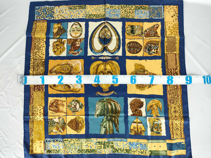 HERMES Carre 90 Persona Silk Scarf Blue x Yellow