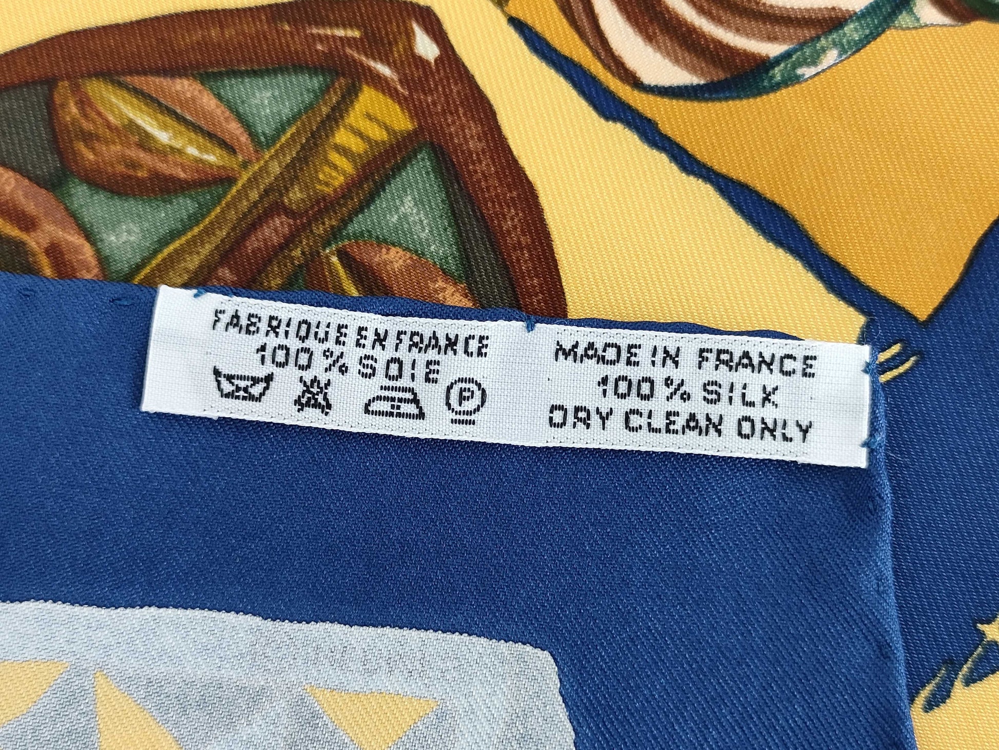 HERMES Carre 90 Persona Silk Scarf Blue x Yellow