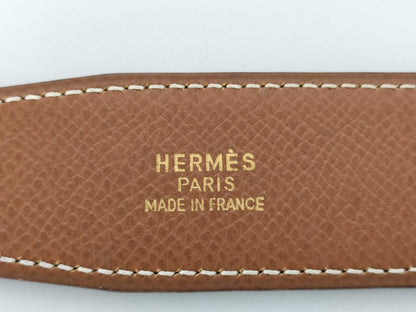 HERMES Constance H-buckle leather belt with 〇Y markings, black and brown.