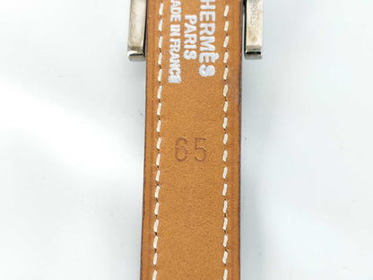 HERMES Api 3 Leather Belt, Brown and Blue, Stamped with A