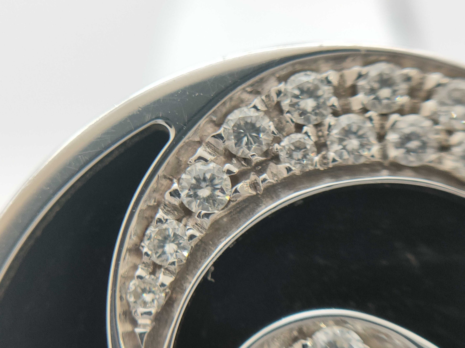 BVLGARI Optical Onyx and Diamond Ring, 750 White Gold/Stainless Steel, 23.9g 