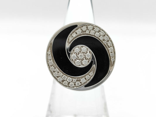 BVLGARI Optical Onyx and Diamond Ring, 750 White Gold/Stainless Steel, 23.9g 