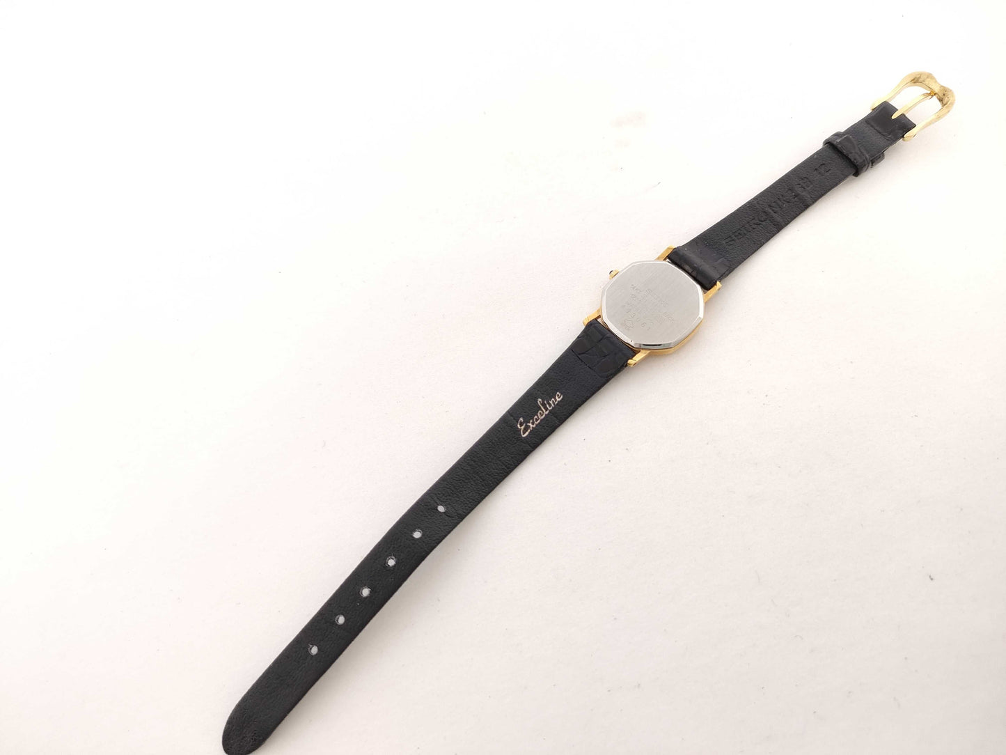 SEIKO Exceline Model Number 1221-5650 Serial Number 493061 14KT/SS/Leather/QZ Gold Dial Non-Working/No Operational Guarantee Women's Watch