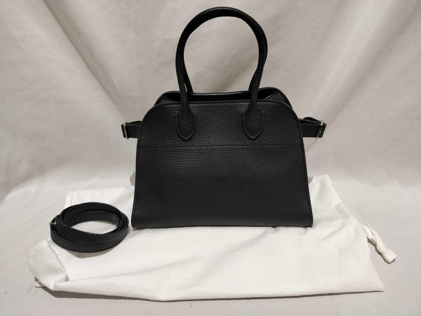 The Row Soft Margaux 10 Leather 2-Way Handbag, Black