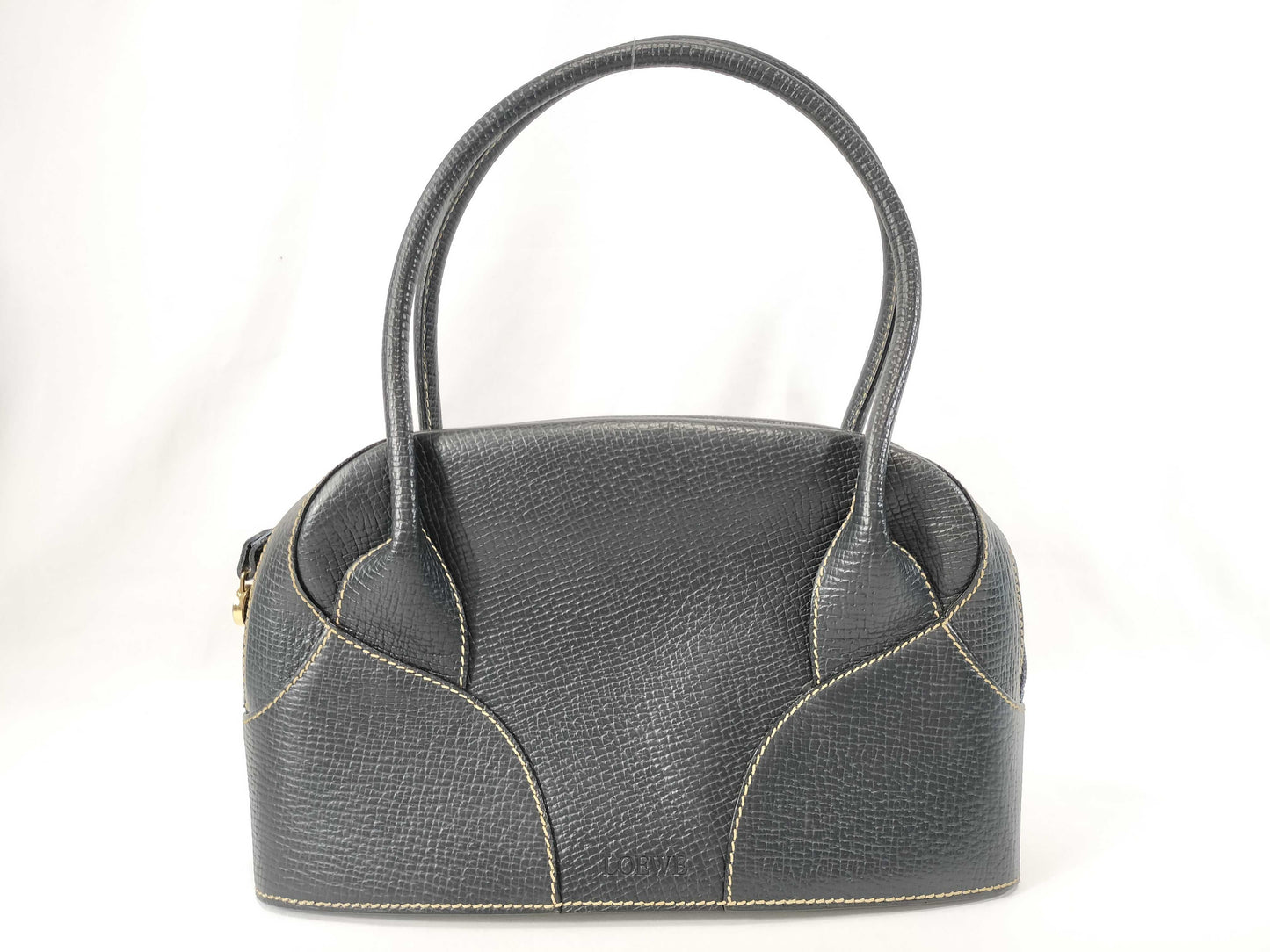 LOEWE Navy Handbag Leather Logo Embossed Handbag