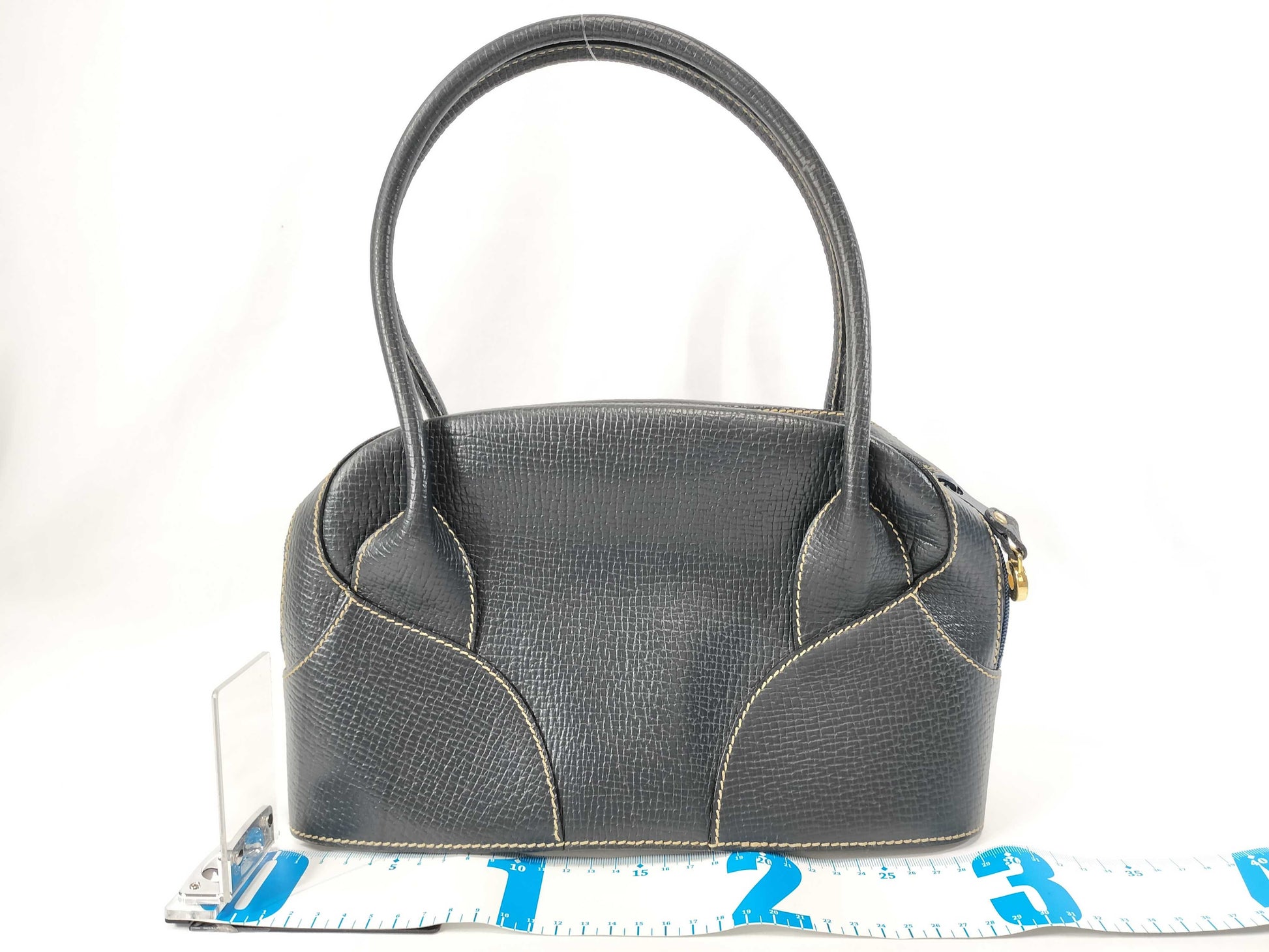 LOEWE Navy Handbag Leather Logo Embossed Handbag