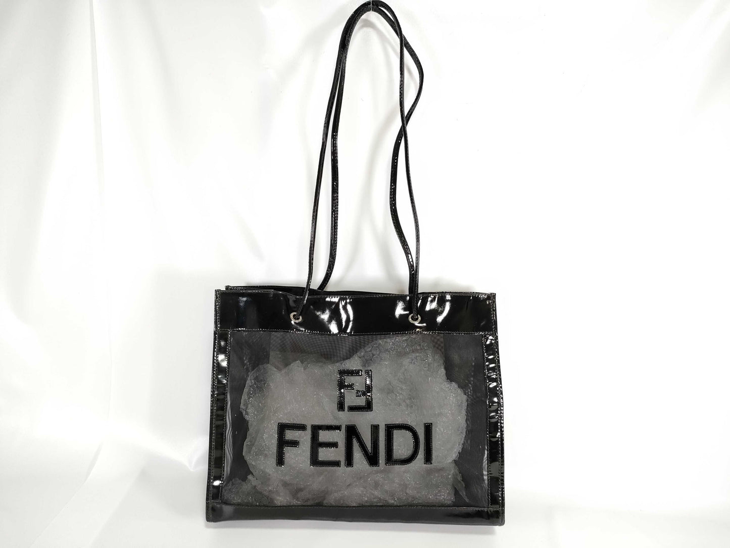 FENDI Mesh Tote Bag Black Tote Bag