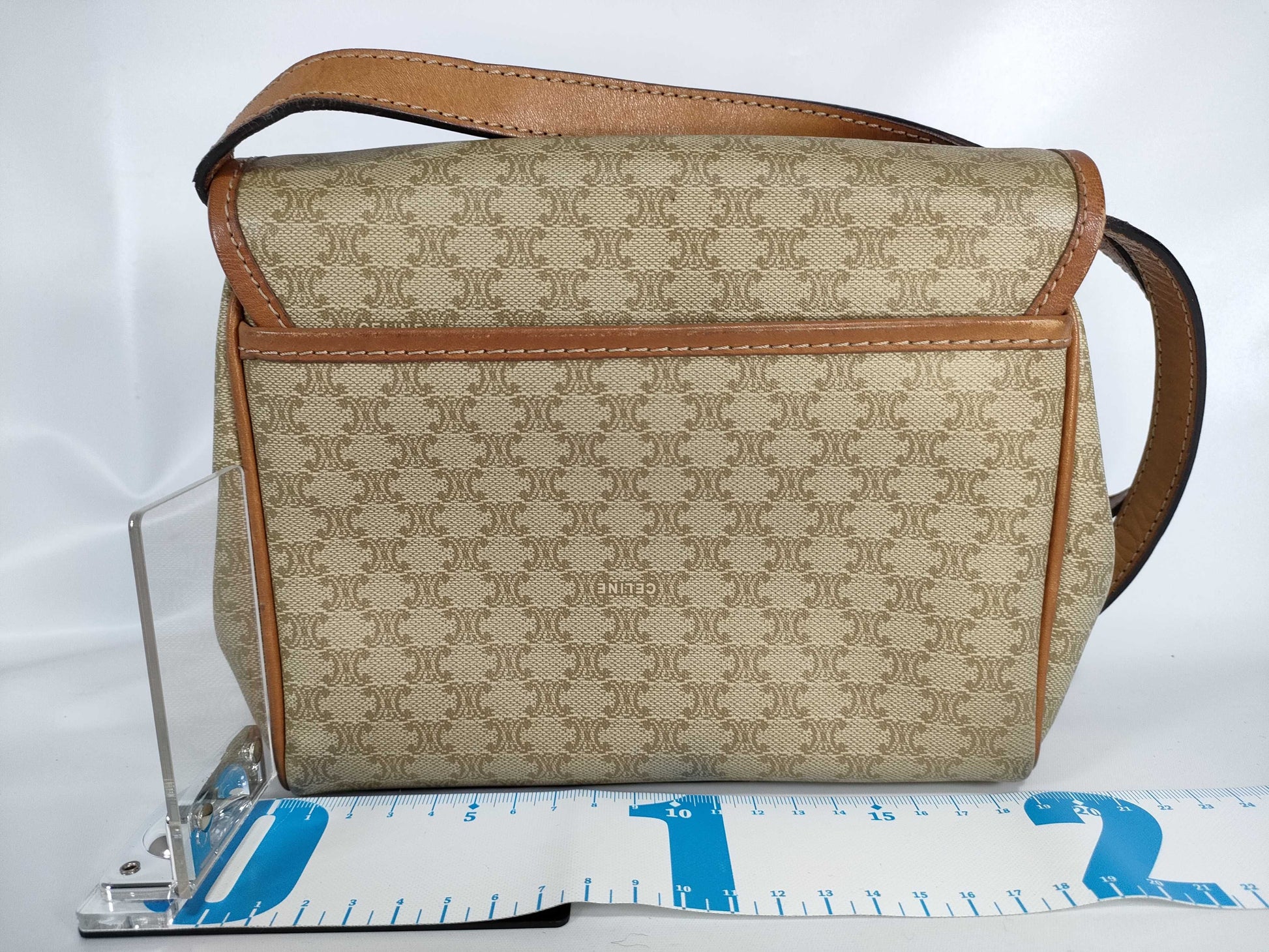 CELINE White Macadam Mini Shoulder Bag Triomphe Shoulder Bag