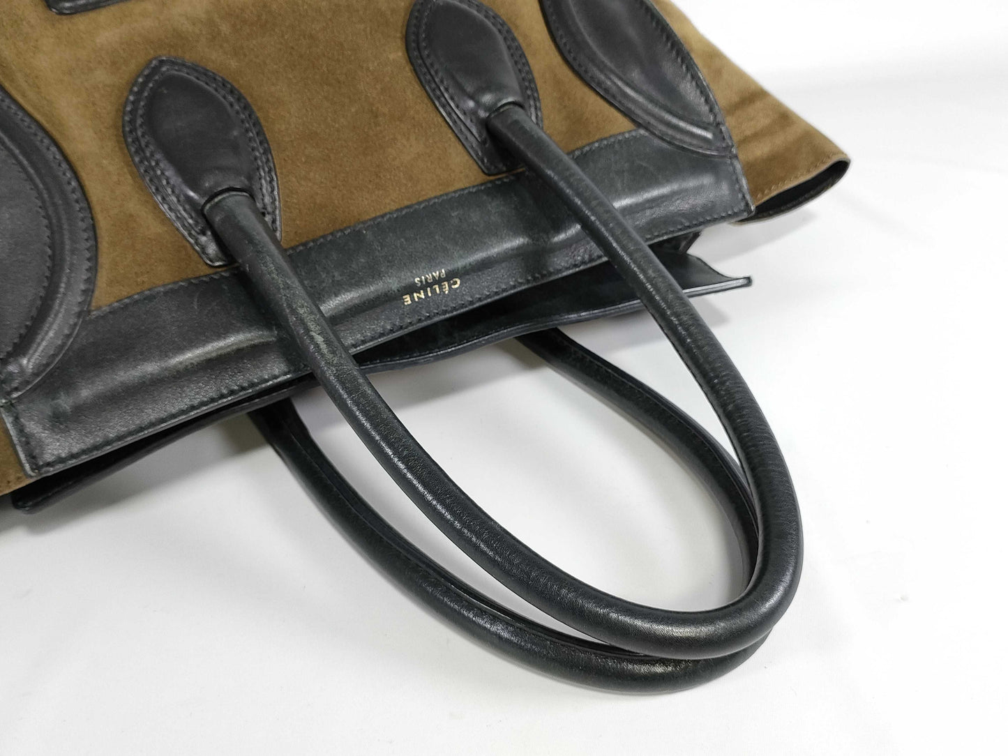 CELINE Luggage Tote Bag Nubuck Handbag