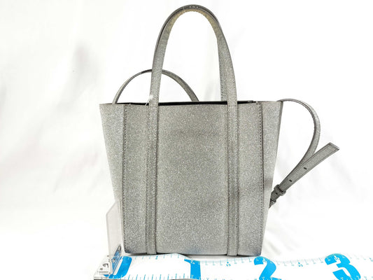 BALENCIAGA Everyday Tote XXS 2-Way Bag, Glitter Leather, Silver, 551815, Bag, Strap, Handbag