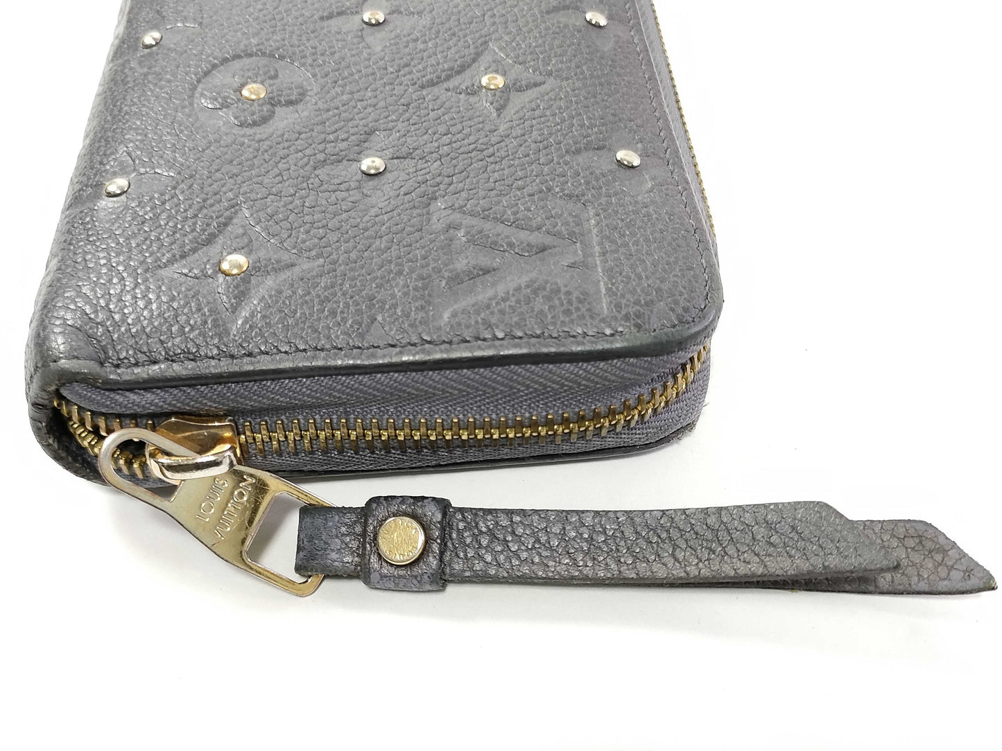 LOUIS VUITTON Monogram Empreinte Studded Zippy Wallet Long Wallet in Gris Silver M62209 Limited Edition