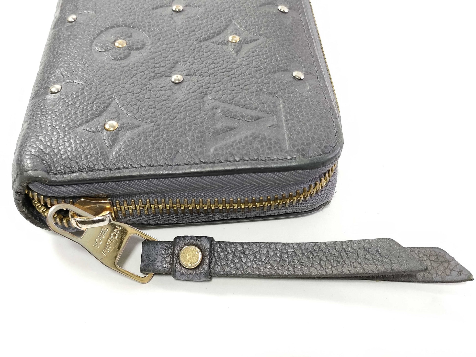 LOUIS VUITTON Monogram Empreinte Studded Zippy Wallet Long Wallet in Gris Silver M62209 Limited Edition