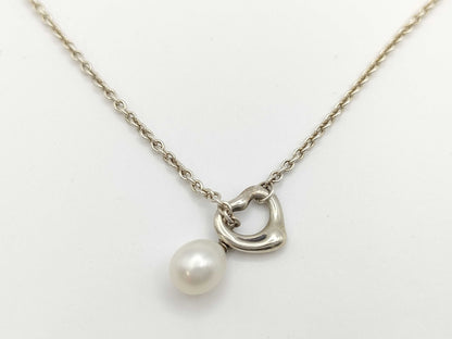Tiffany & Co. Open Heart Lariat Pearl Necklace in 925, 5.8g 