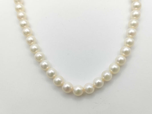 Pearl Necklace, Diameter: Approx. 6.7-6.9mm, Sterling Silver, 29.1g 