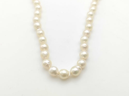 Semi-Round Pearl Necklace, Diameter: Approx. 7.6-7.8mm, 18K Gold, 31.8g 