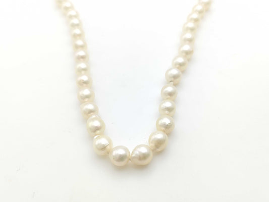 Semi-Round Pearl Necklace, Diameter: Approx. 7.6-7.8mm, 18K Gold, 31.8g 