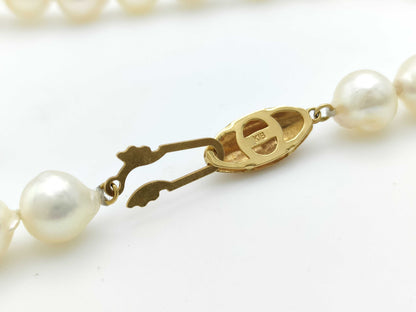 Semi-Round Pearl Necklace, Diameter: Approx. 7.6-7.8mm, 18K Gold, 31.8g 