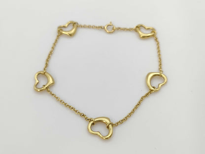 Tiffany & Co. Open Heart 5P Yellow Gold 750 5.5g Bracelet/Bangle 