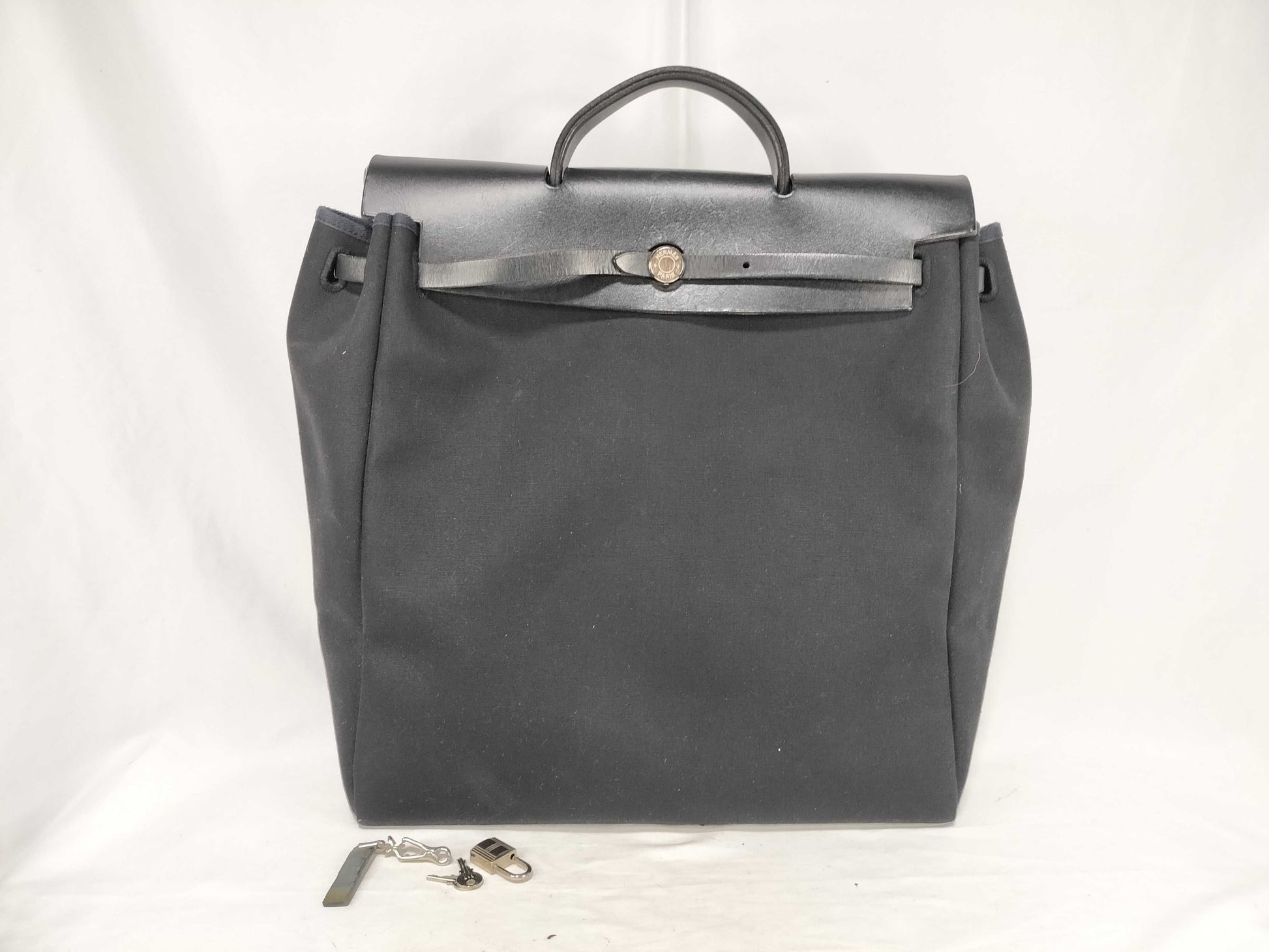 HERMES Air Bag HERMES Hermes Air Bag MM Canvas Leather Shoulder Bag □G Stamped Shoulder Bag