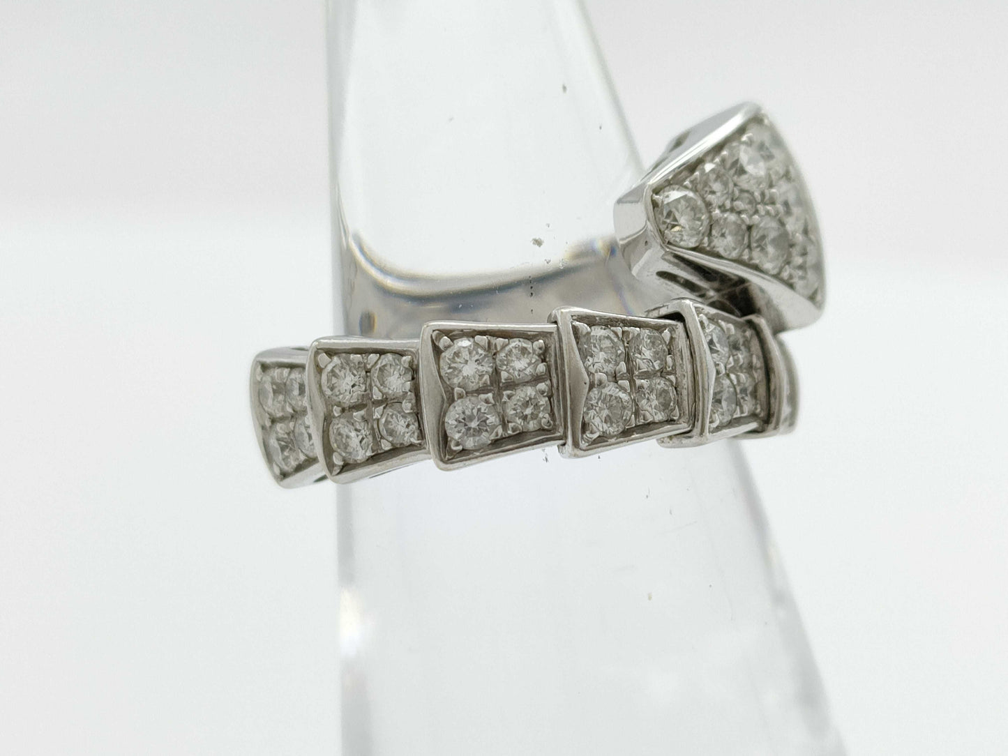 BVLGARI Serpenti Viper S Full Diamond WG Au750 9.2g Ring 