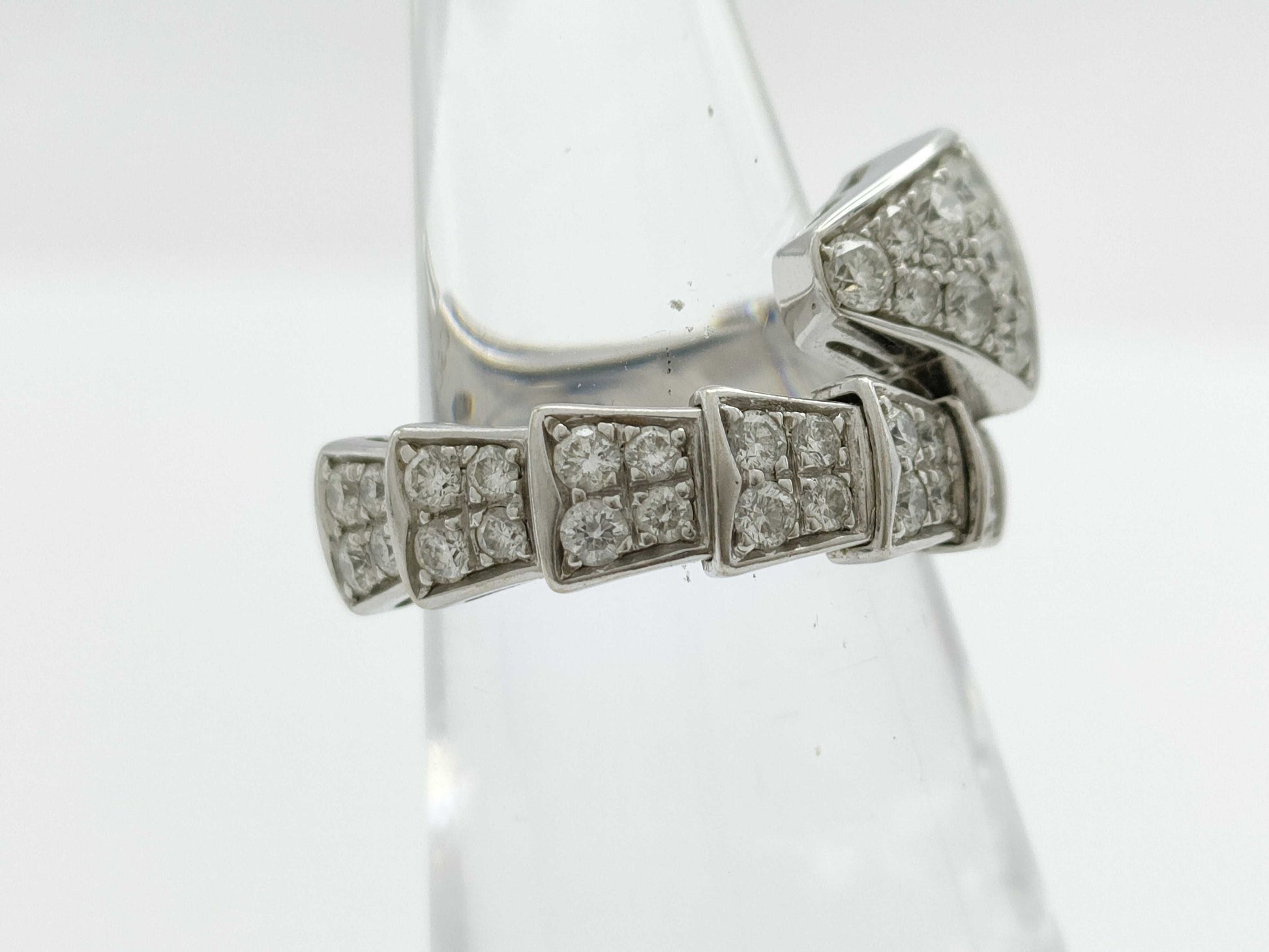 BVLGARI Serpenti Viper S Full Diamond WG Au750 9.2g Ring 