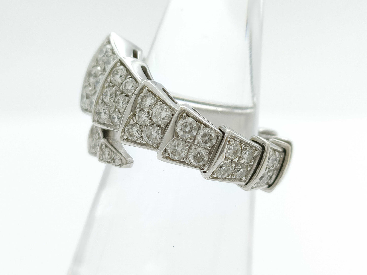 BVLGARI Serpenti Viper S Full Diamond WG Au750 9.2g Ring 