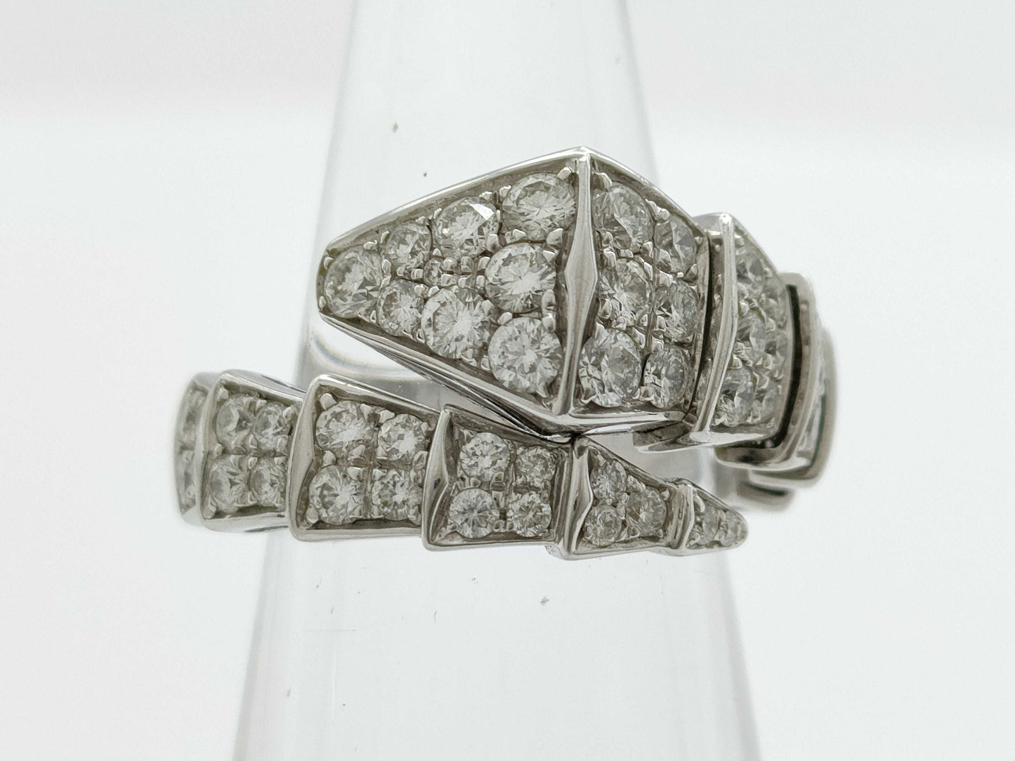 BVLGARI Serpenti Viper S Full Diamond WG Au750 9.2g Ring 
