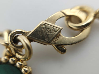 Van Cleef & Arpels Vintage Alhambra 5-Piece Malachite Bracelet in Yellow Gold and Au750, 12.6g